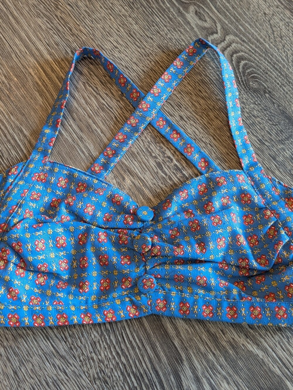 handmade bra top made from VINTAGE FABRIC S